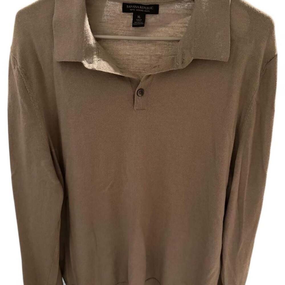 Banana Republic 100% Merino Wool Long Sleeve Polo Shirt
